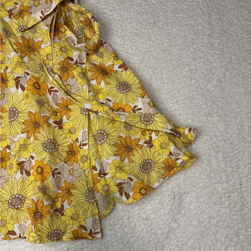 Forever 21 Women Yellow Sunflower Wrap Mini Dress - Picture 3 of 10